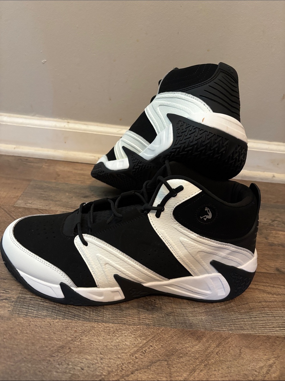 Men's Black and White High-Top Athletic Sneakers